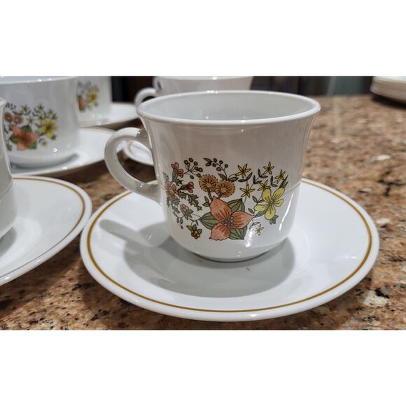 Vintage Corelle Corning Indian Summer Cups & Saucers (Set of 6) - Picture 6 of 11